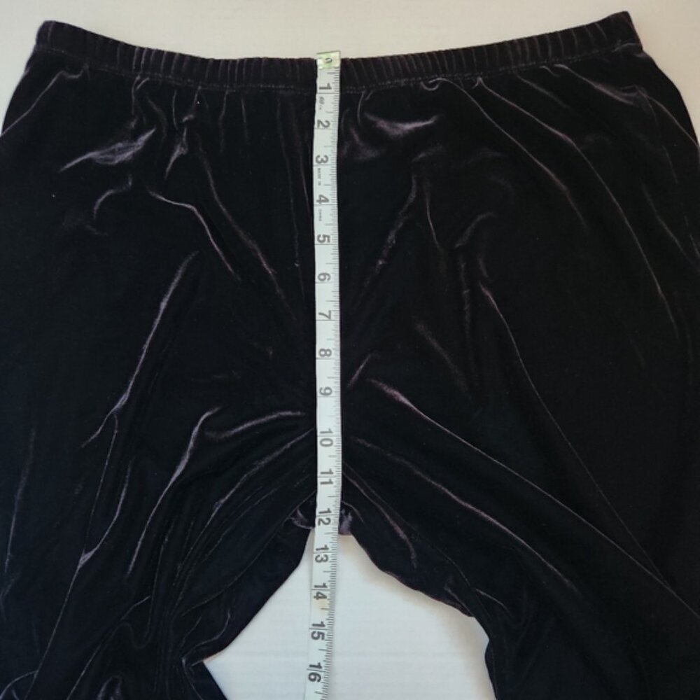 Chico's SZ 3/16S Black Velvet Stretch Knit Wide Leg Elastic Waist Pull On Pants - Picture 9 of 11